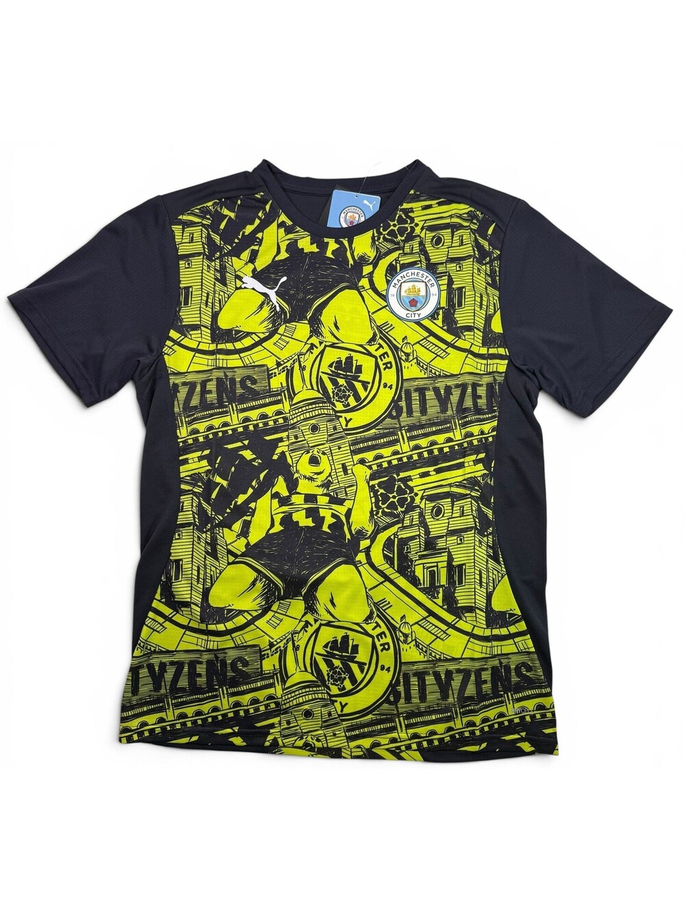 PUMA Manchester City FC Pre-Match Jersey Yellow Glow Blue Man City X-LARGE XL